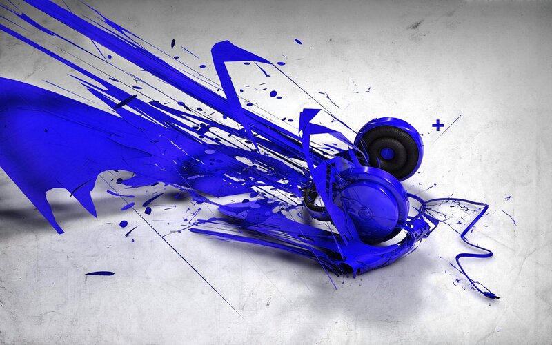 Blue Headphones Splashing
