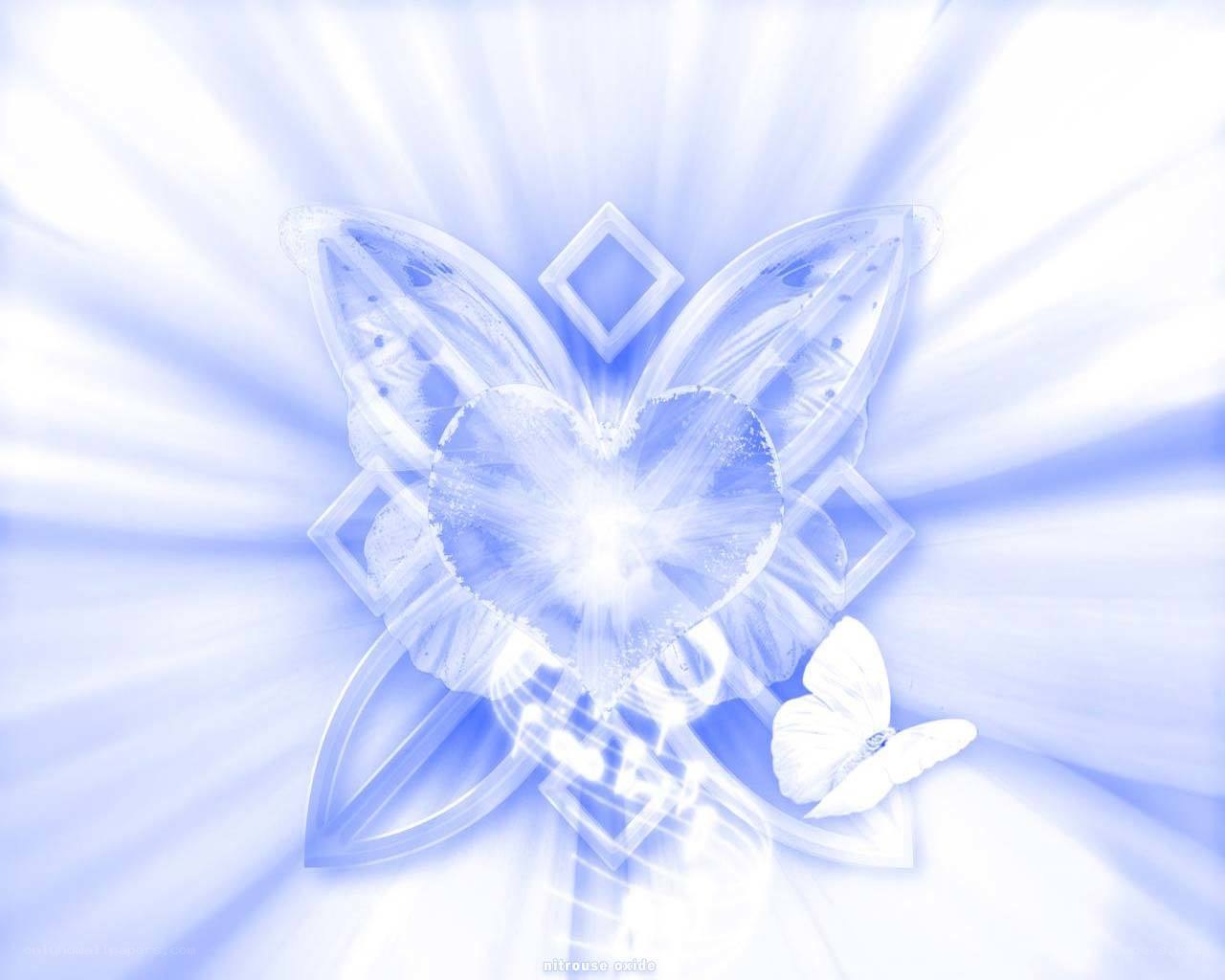 blue heart and butterfly design