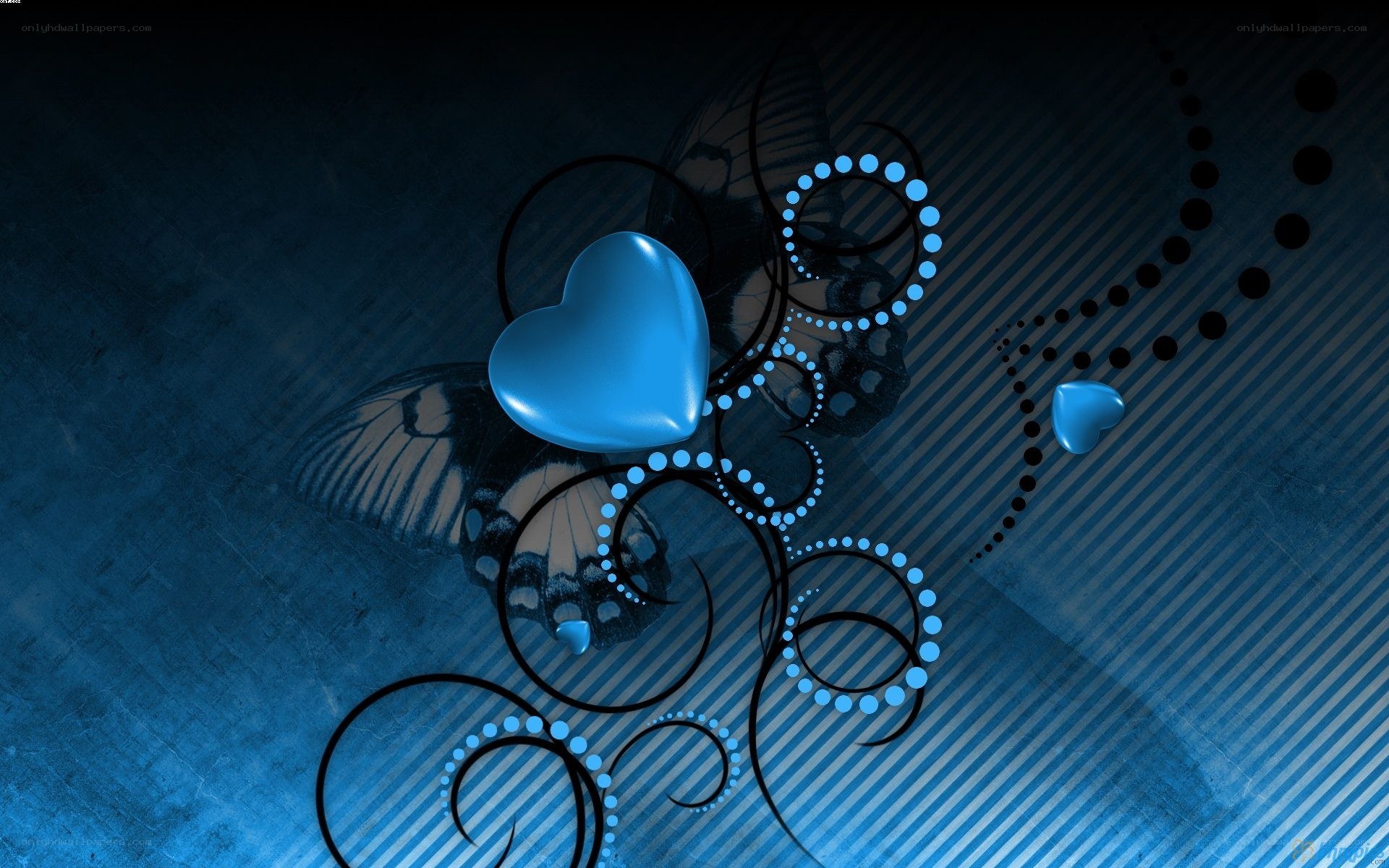 blue heart and butterfly design