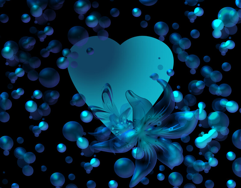 Blue Heart and Flower