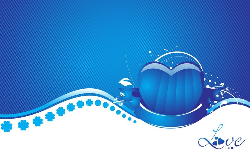 Blue Heart Design — Romantic, Vector Art, Ribbon
