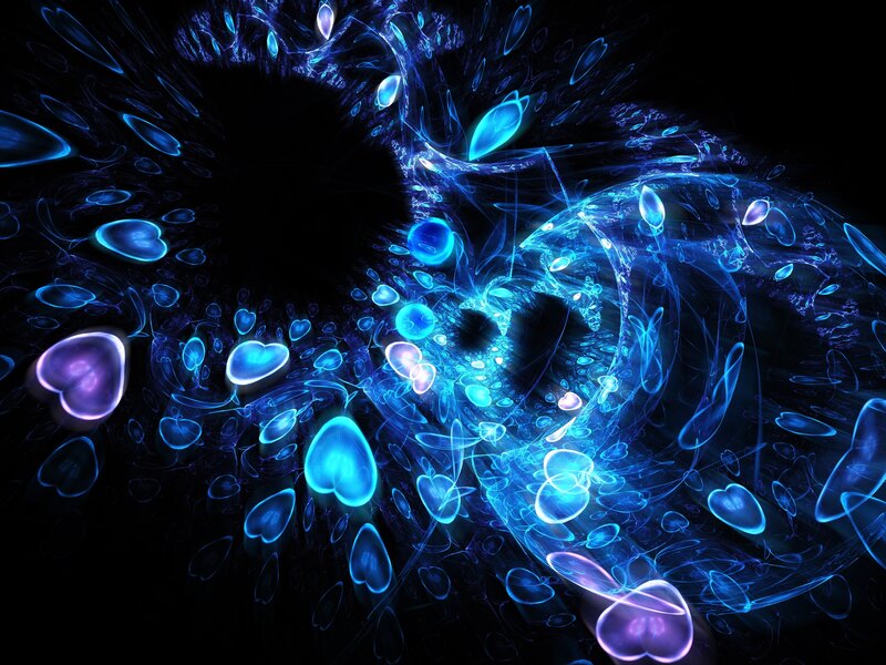 Blue heart fractal tunnel