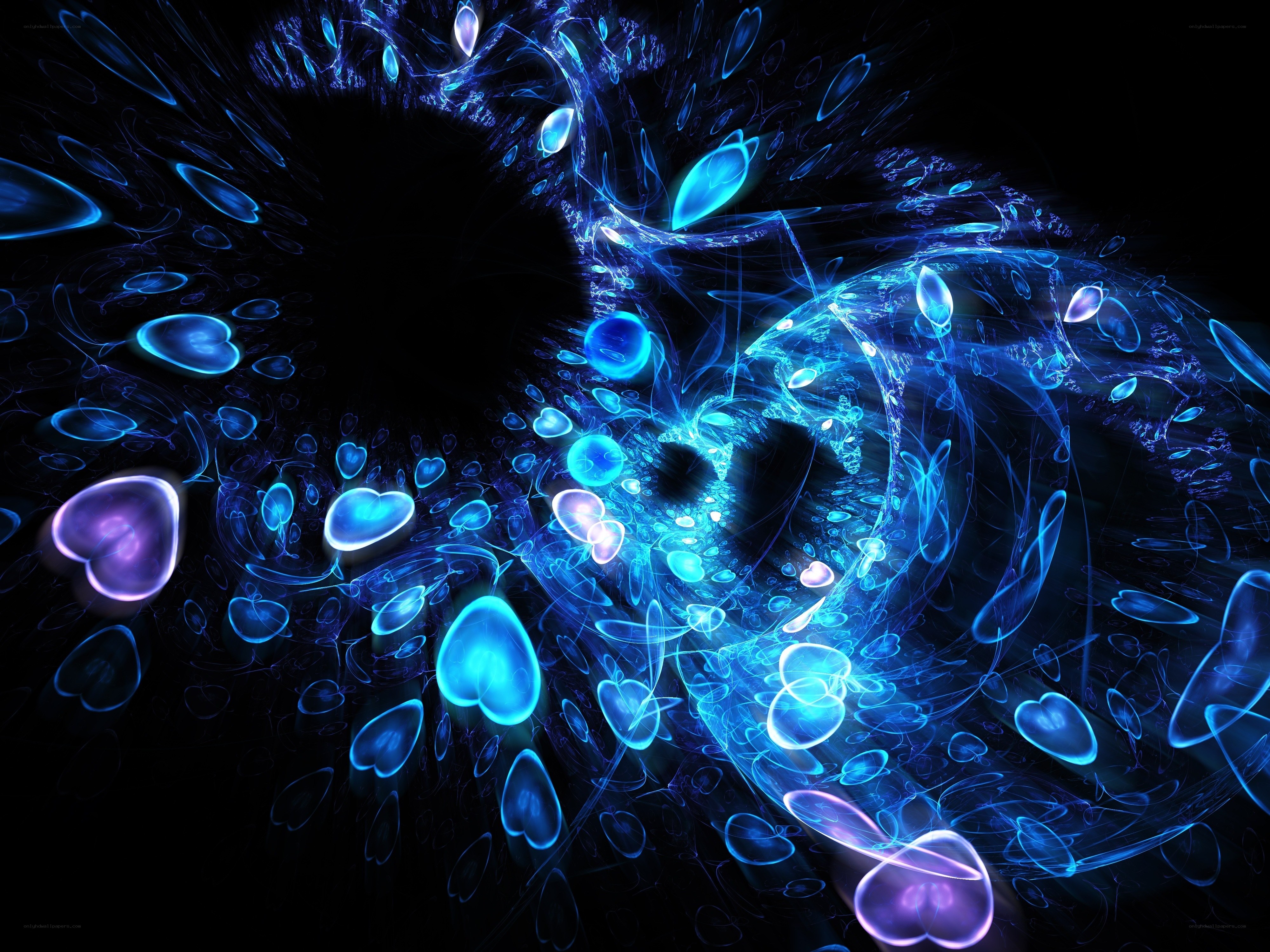 Blue heart fractal tunnel