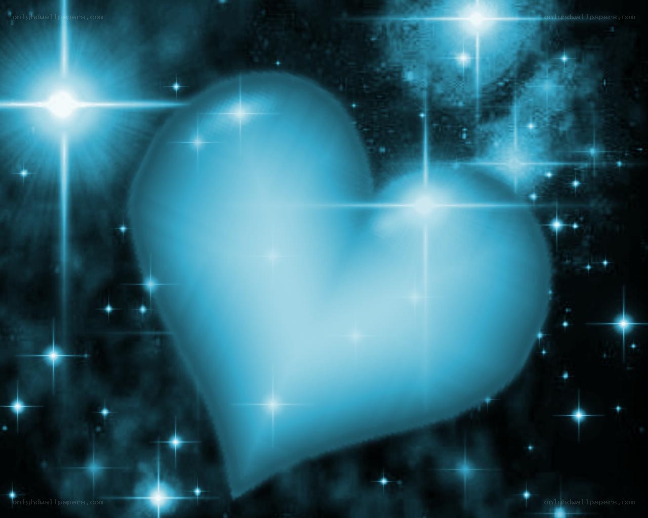blue heart in starry space