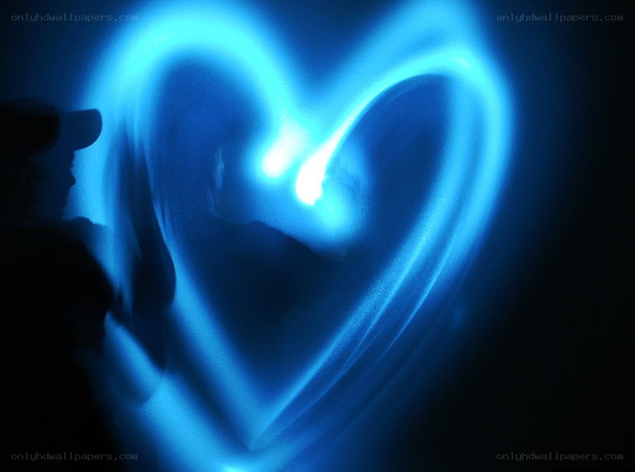 Blue heart light trail