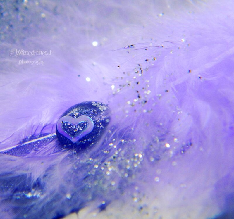 Blue Heart on Purple Feather