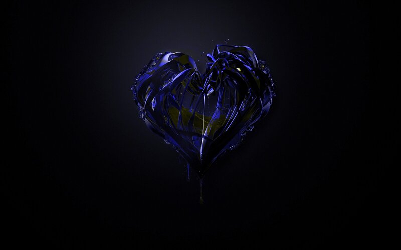 Blue Heart Sculpture — Black