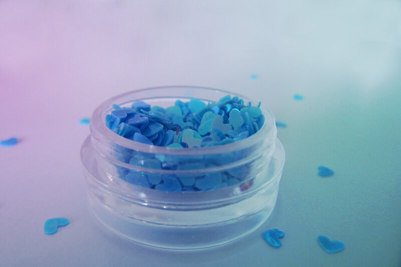 Blue Heart-shaped Glitter