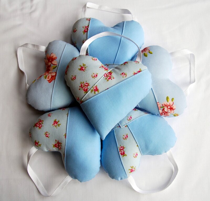 Blue Heart-shaped Pillows — Light Blue