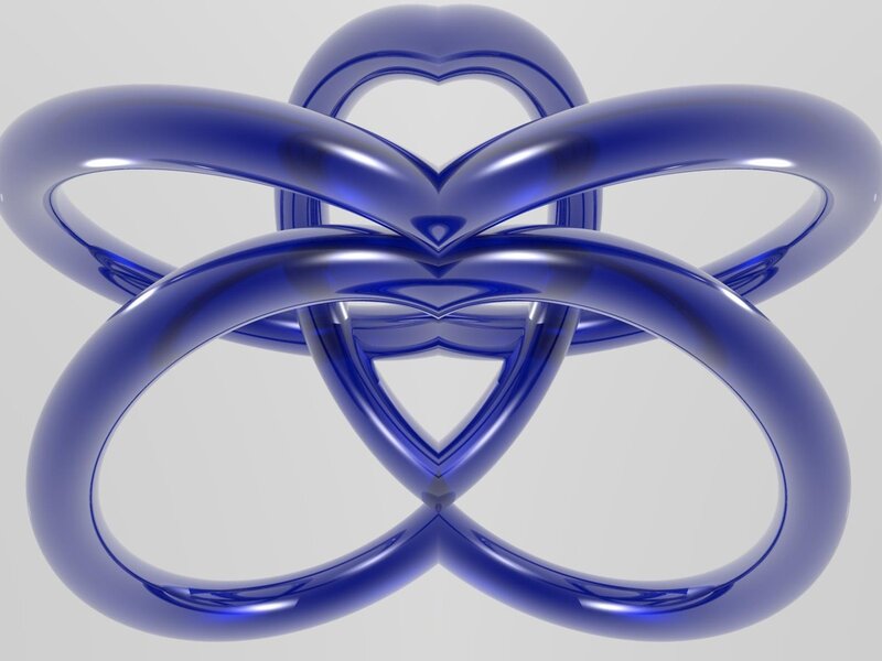 blue heart-shaped ring sculpture