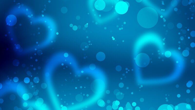 Blue Heart Shapes — Dreamy, Digital Art