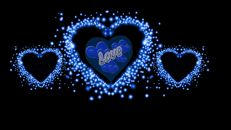 Blue Heart Shapes — Romantic, Digital Art