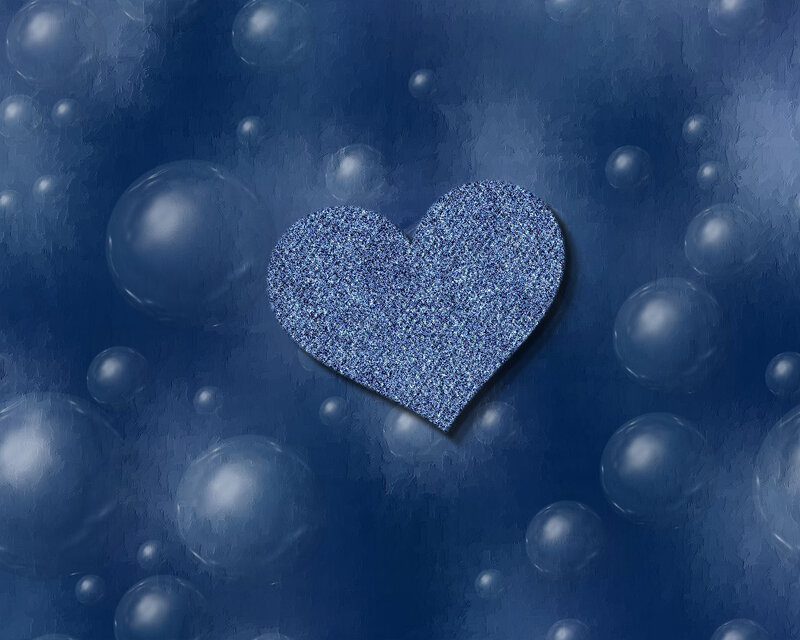 blue heart with bubbles