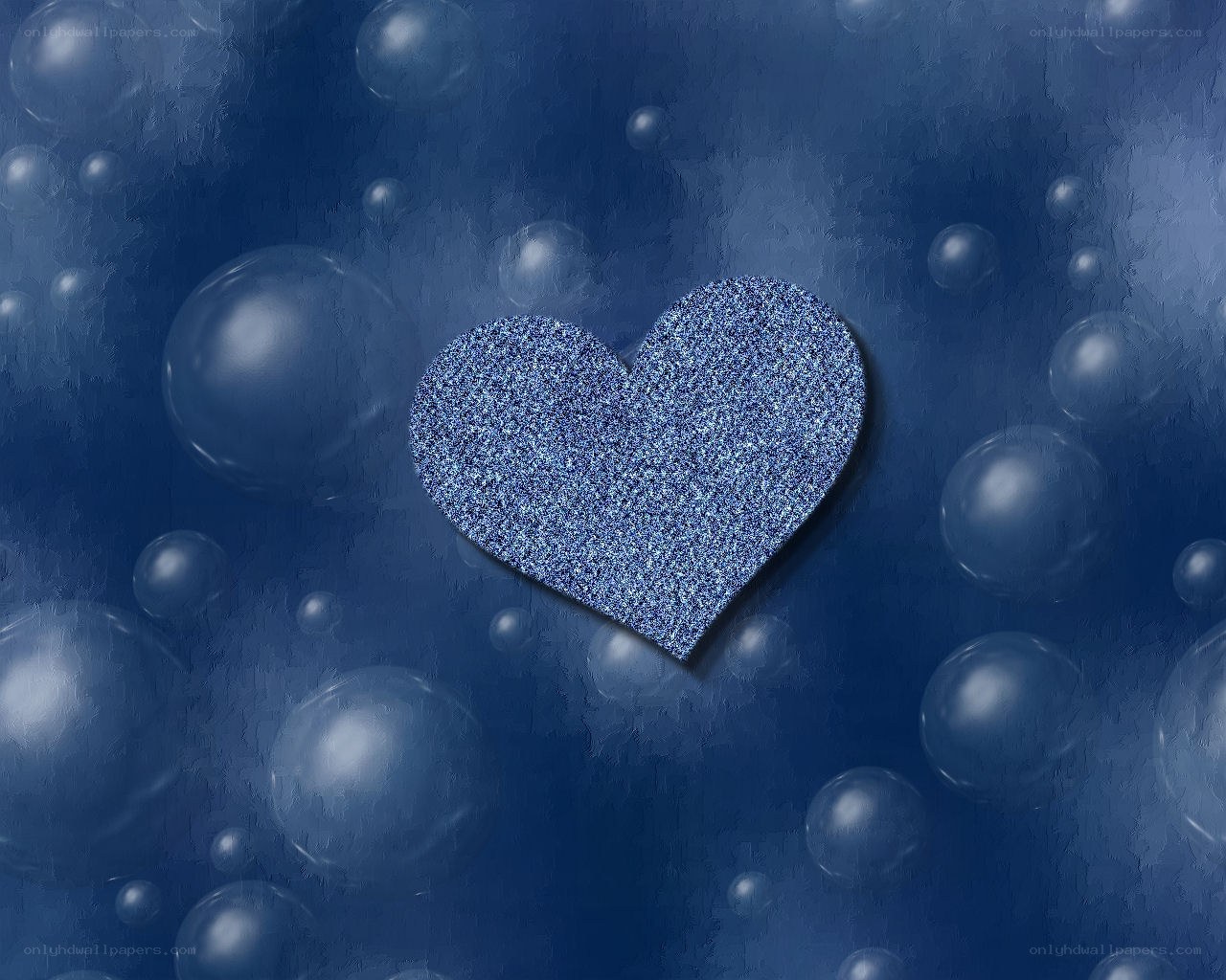 blue heart with bubbles