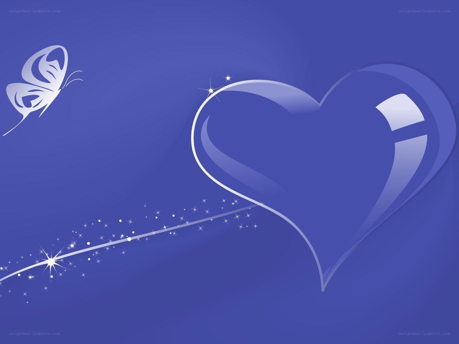 blue heart with butterfly