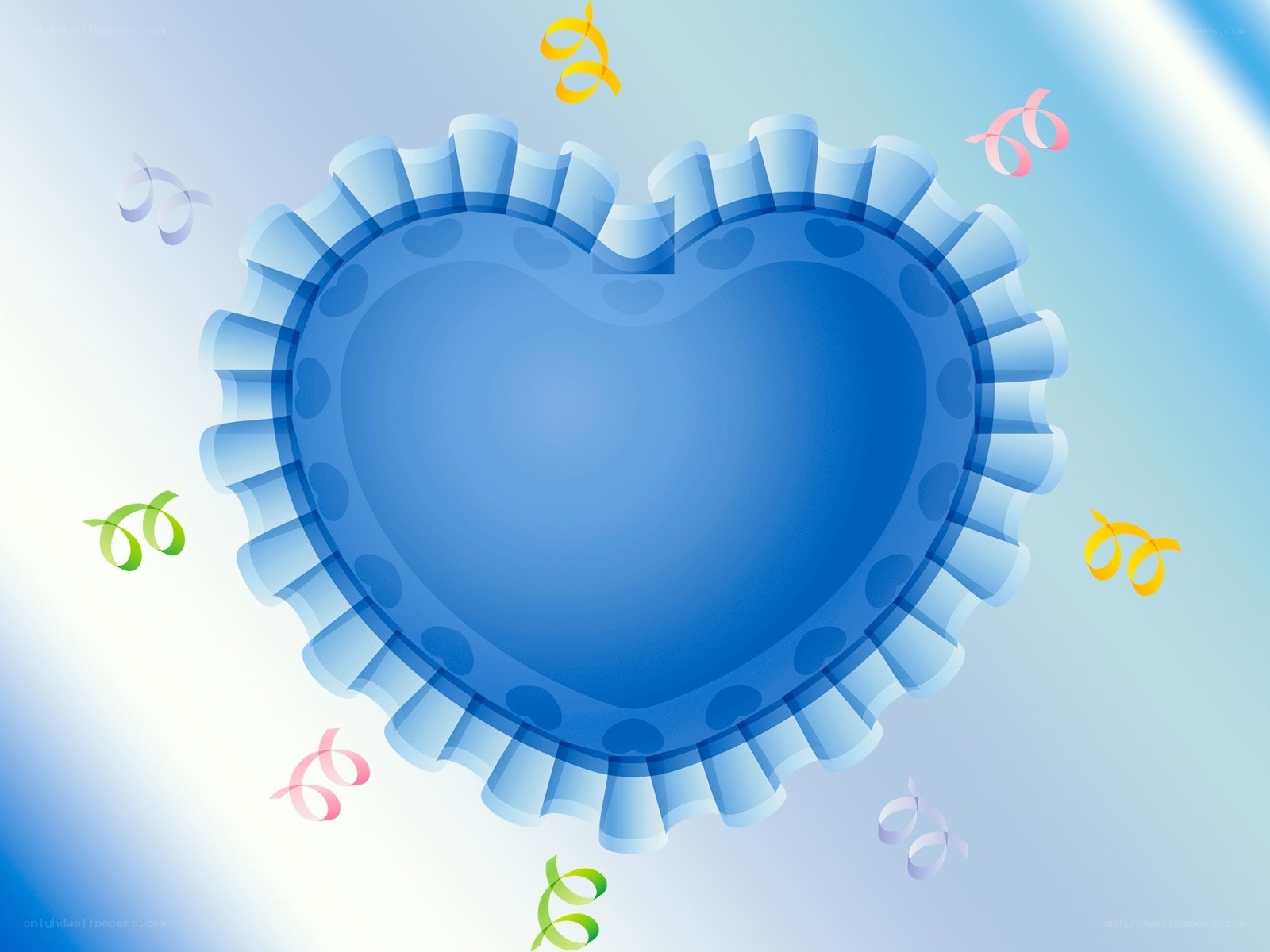 blue heart with confetti