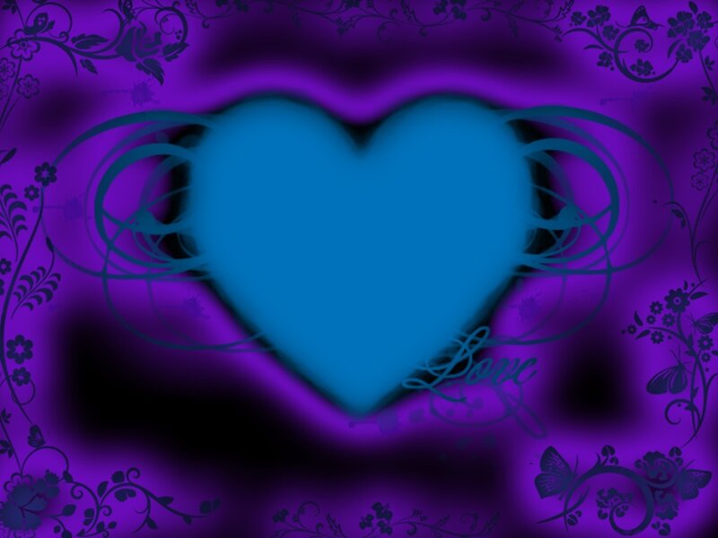 blue heart with floral design