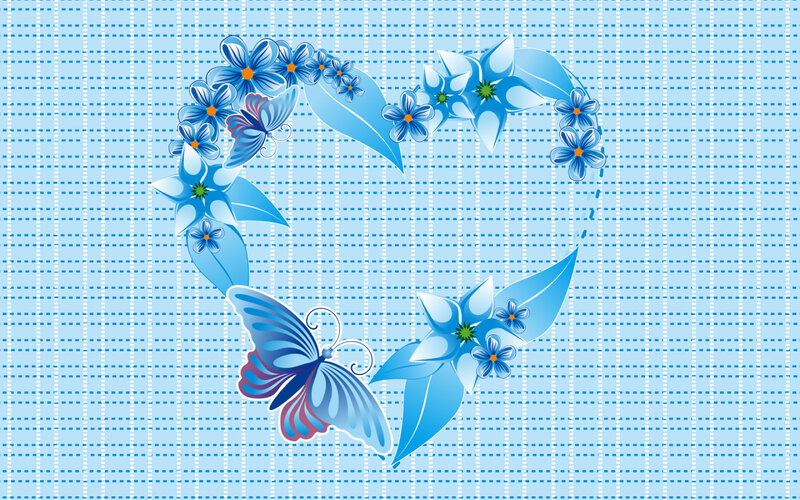 Blue Heart with Flowers — Calm
