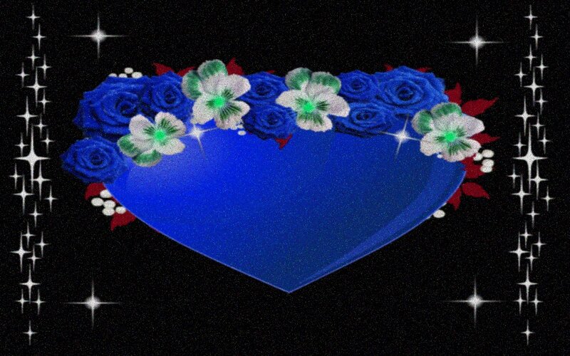 Blue Heart with Flowers — Celestial