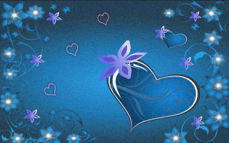 Blue Heart with Flowers — Romantic