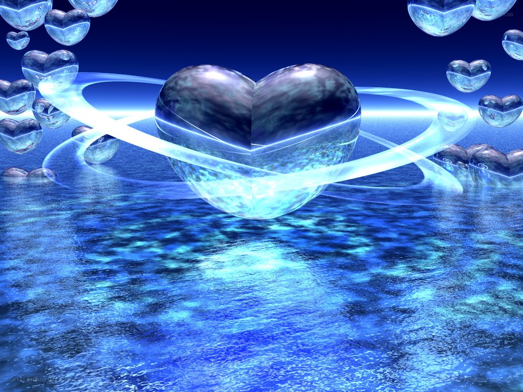 Blue heart with glowing rings