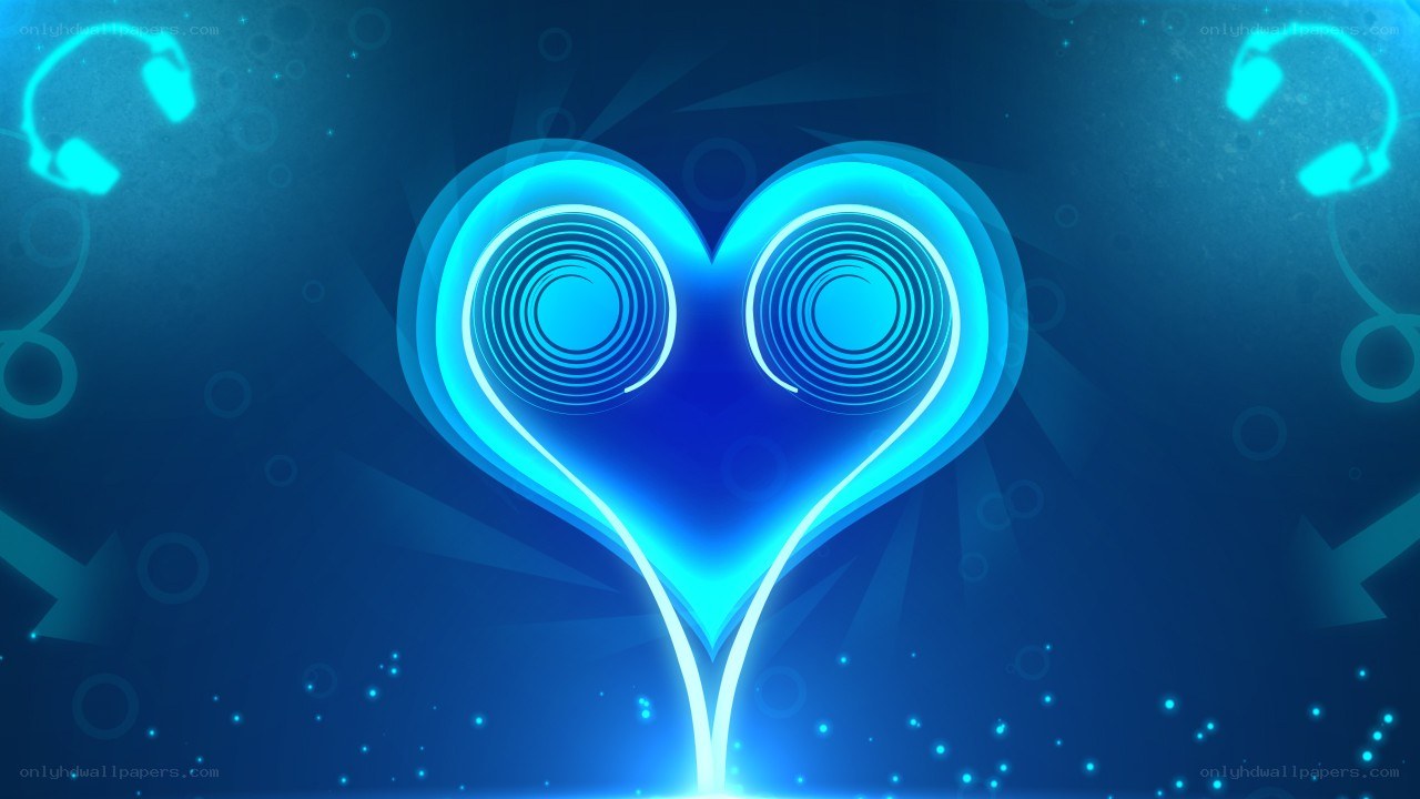 blue heart with headphones
