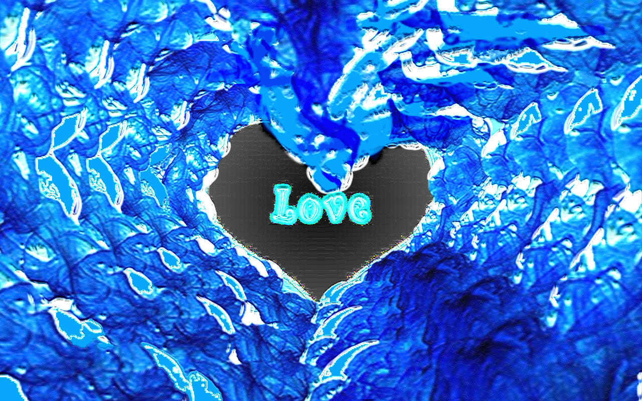 blue heart with love text