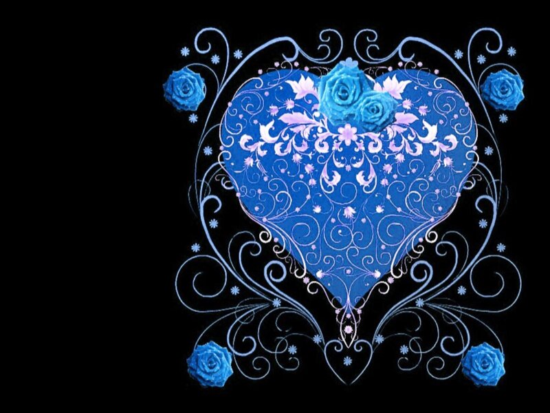 Blue Heart with Roses