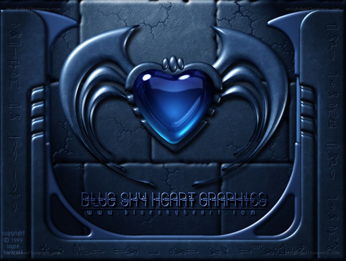 Blue Heart with Wings