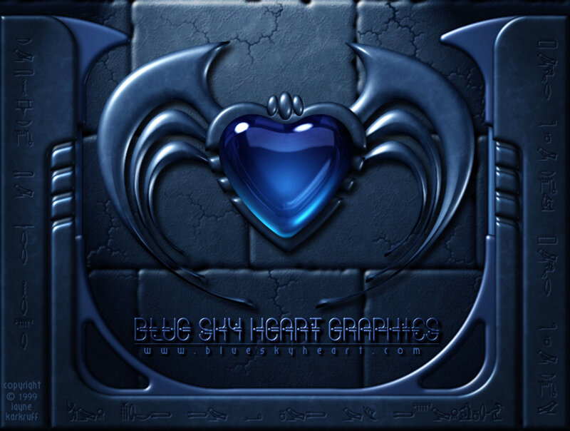 Blue Heart with Wings — Dramatic