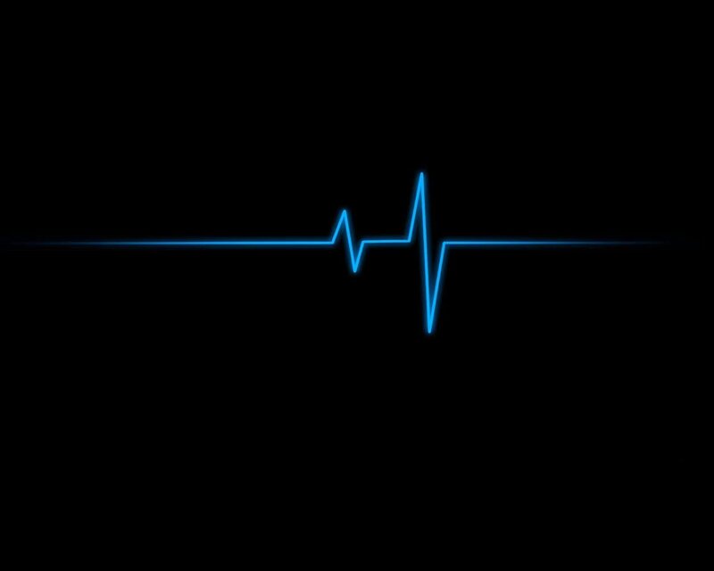 Blue Heartbeat Line — Black, Calm, Minimalist