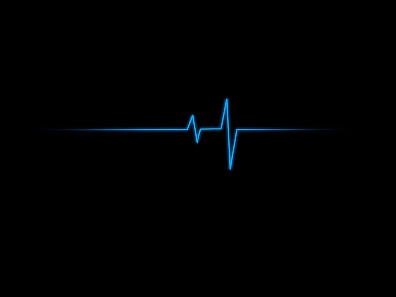 Blue Heartbeat Line — Black, Calm