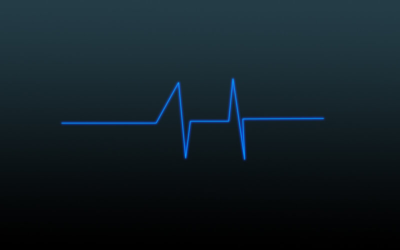 Blue Heartbeat Line — Calm, Black