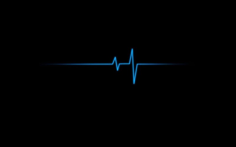 blue heartbeat line on black