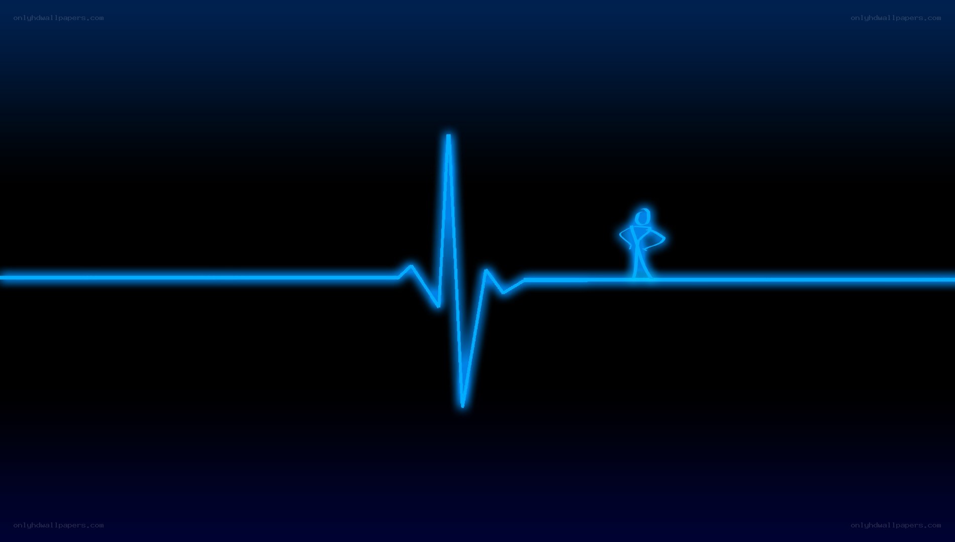 Blue heartbeat line with figure