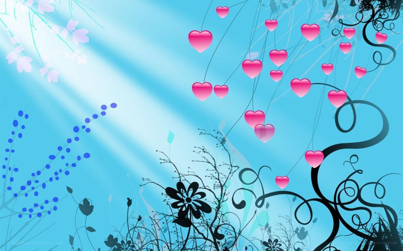 blue hearts and flowers