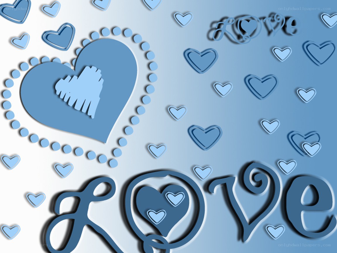 blue hearts and love text