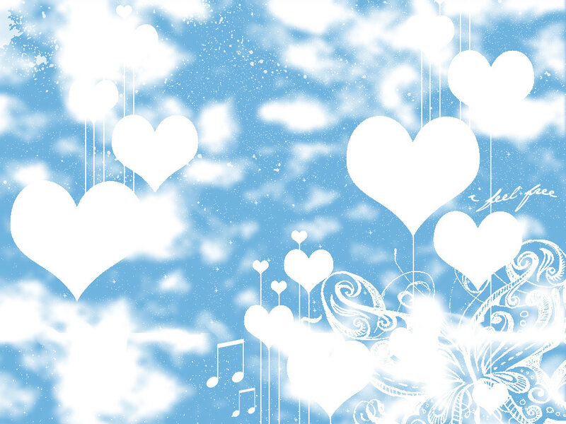 blue hearts and music notes