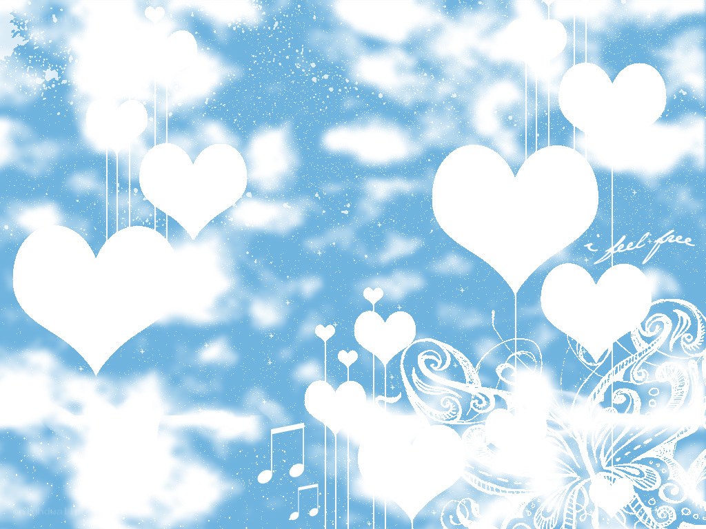 blue hearts and music notes