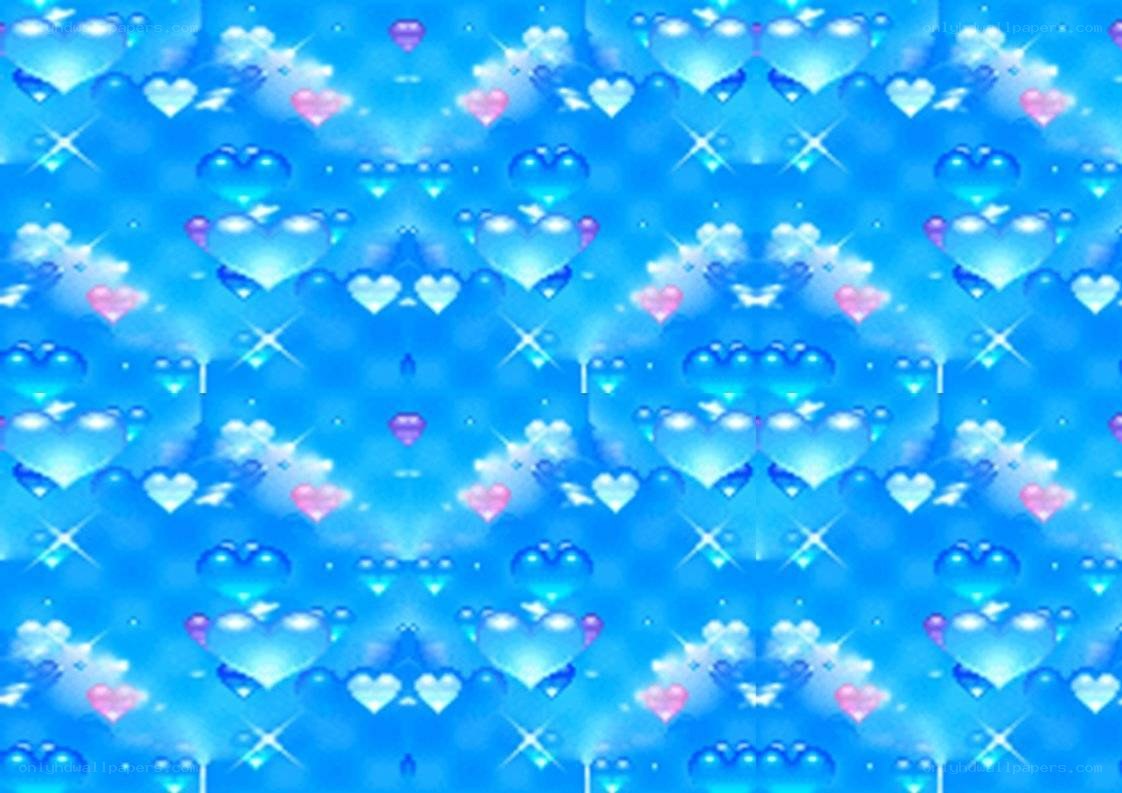 blue hearts and sparkles pattern