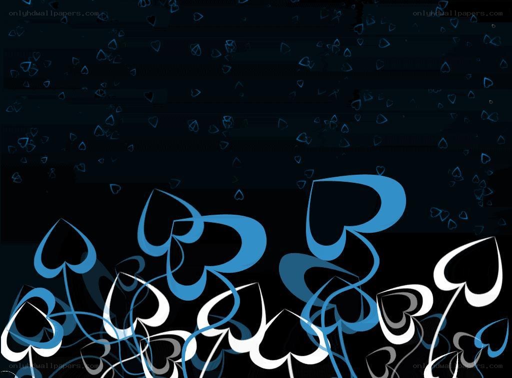 blue hearts on black background