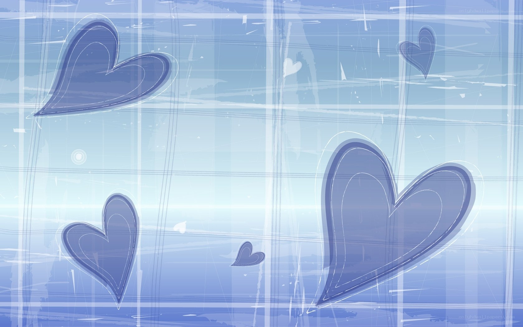 blue hearts on glass