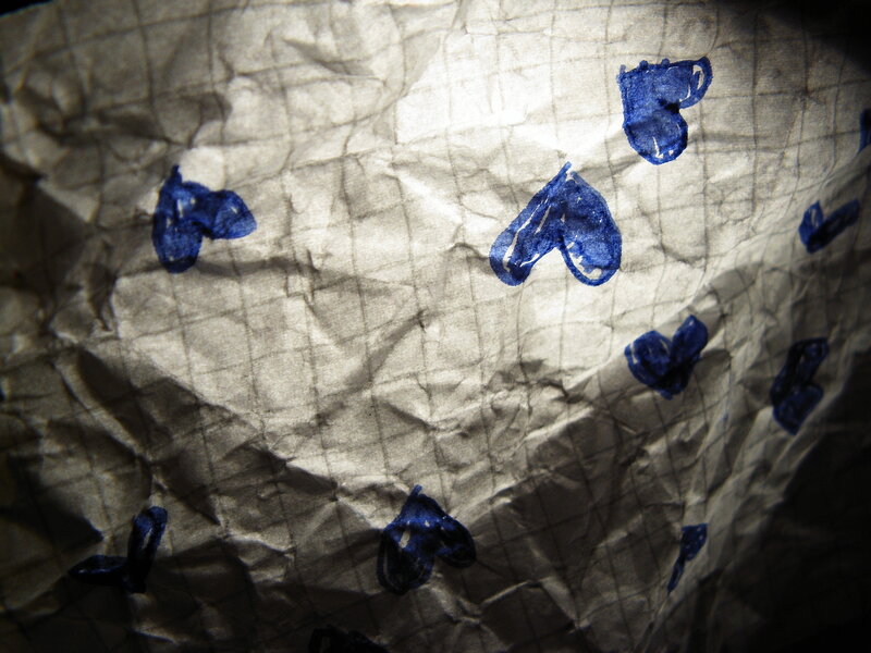 Blue Hearts on Paper