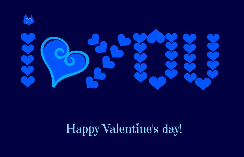 Blue Hearts Spelling I Love You