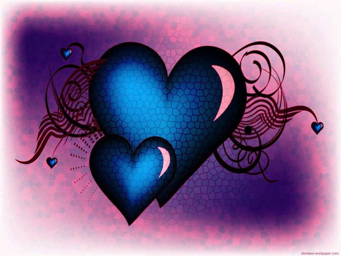 blue hearts with floral design