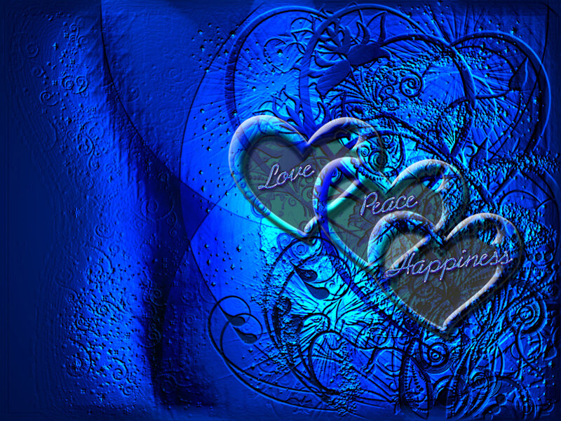 Blue hearts with love peace happiness