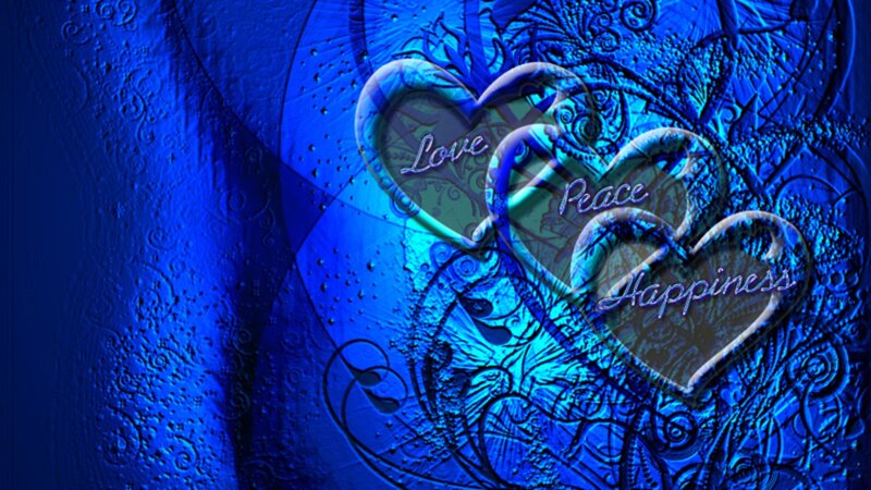 blue hearts with love peace happiness