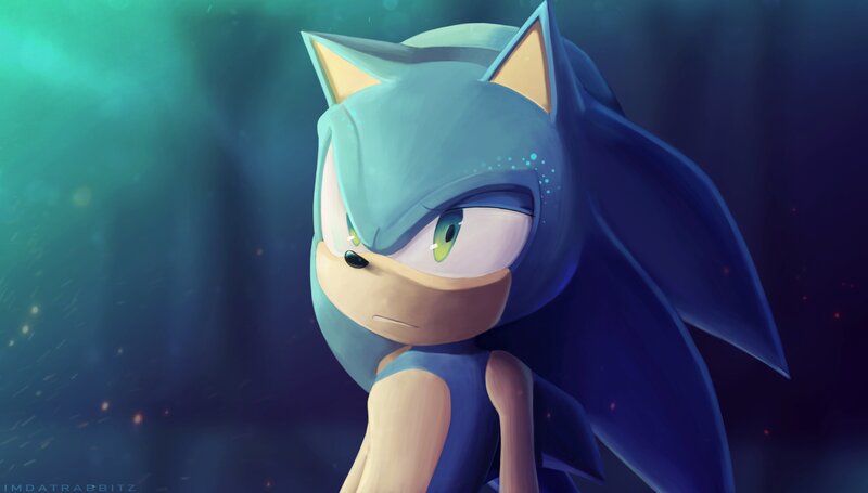 Blue Hedgehog Character — Dramatic, Digital Art, Ears