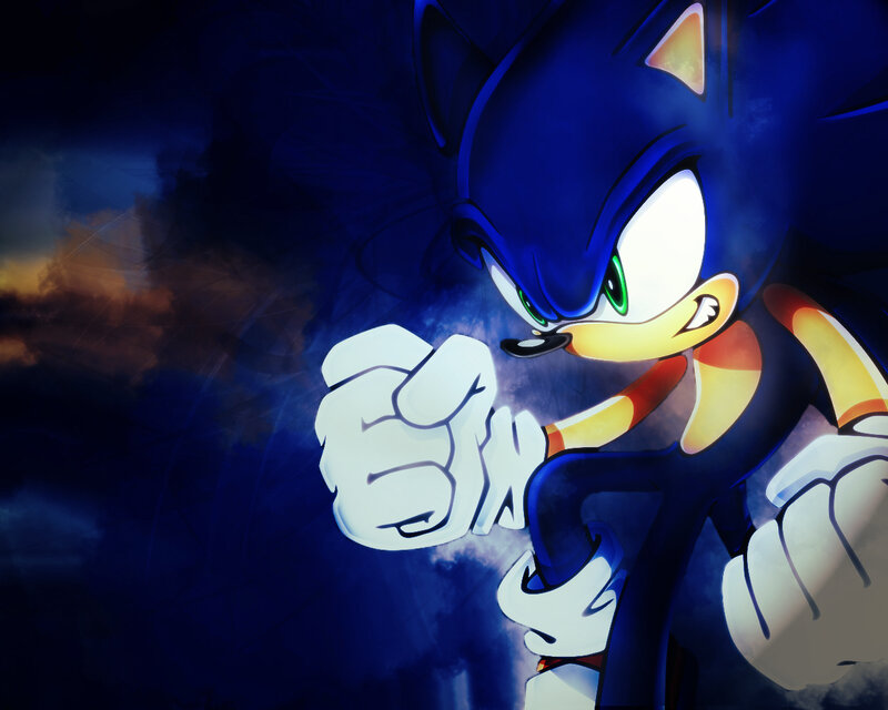 Blue Hedgehog Character — Dramatic, Night, Digital Art, Fist