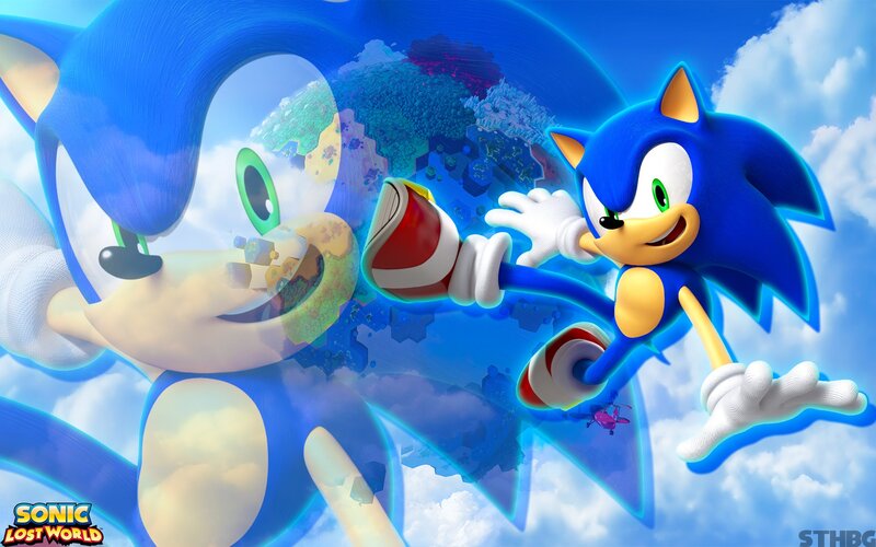 Blue Hedgehog Character — Dynamic, Afternoon, Digital Art, Clouds